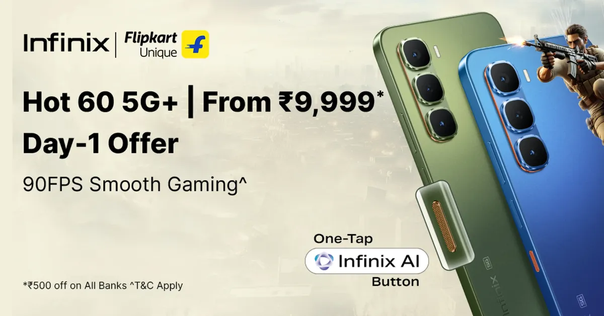 Infinix Hot 60 5G+ Goes on Sale Today at Just ₹9,499 — Available in Four Stylish Colors
