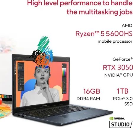 Asus Vivobook Pro 15 M6500QC-HN551WS AMD Ryzen 5 5th Gen (16GB/1TB SSD/Win 11)