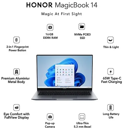 Honor MagicBook 14 NobelM-WFQ9AHNE Ryzen 5 5500U (16GB/512GB SSD/Windows 11)