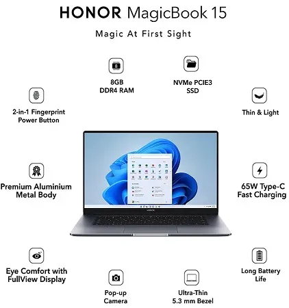 Honor MagicBook 15 BohrM-WDQ9CHNE Ryzen 5 5500U (8GB/256GB SSD/Windows 11)
