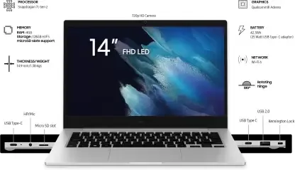 Samsung Galaxy Book Go NP340XLA-KA1IN Snapdragon 7c Gen 2 (4GB/128GB EMMC/Windows 11)