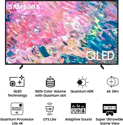 Samsung QA55Q60BAKLXL 55 Inches 4K QLED Smart Tizen TV