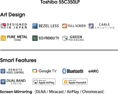 Toshiba 55C350LP 55 Inches 4K LED Smart Google TV
